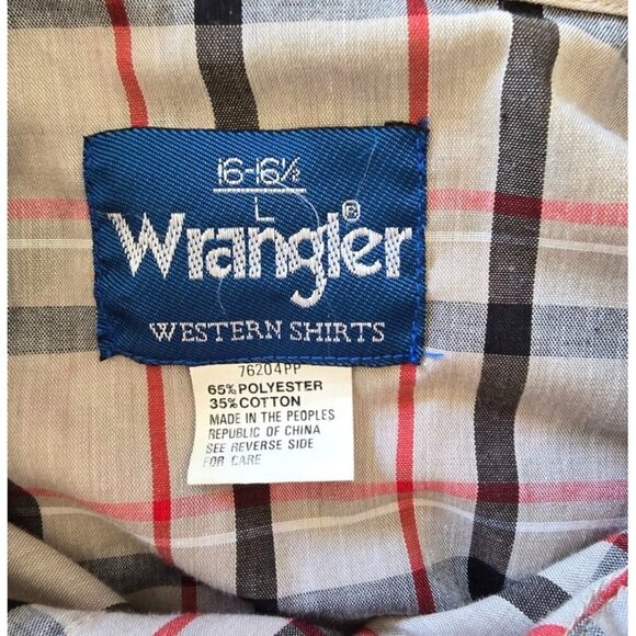 Vintage Wrangler Men's L Western Pearl Snap Short Sleeve Shirt Size 16.5 READ - Picture 4 of 5